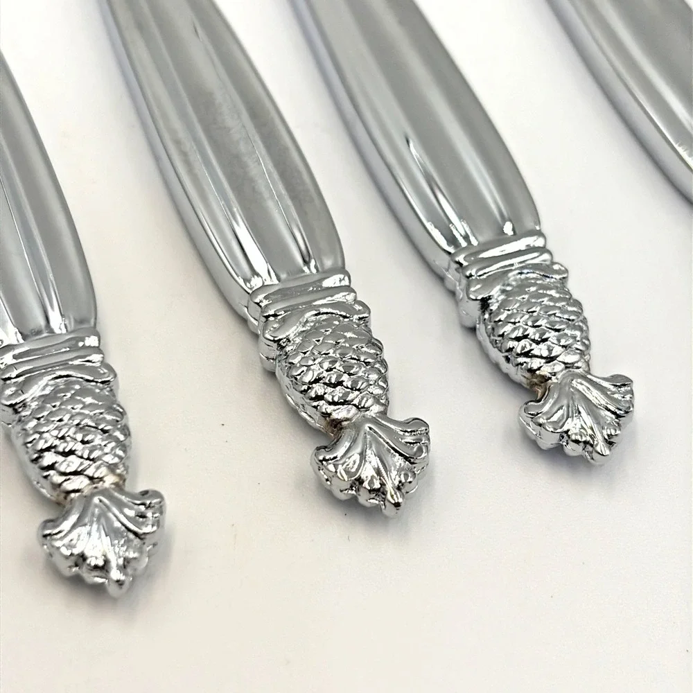 Godinger‎ Pineapple Silverplate Set of 6 Pate Spreaders Butter Cheese